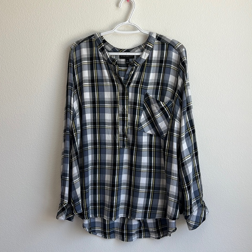 Lane Bryant Gray Plaid Shirt